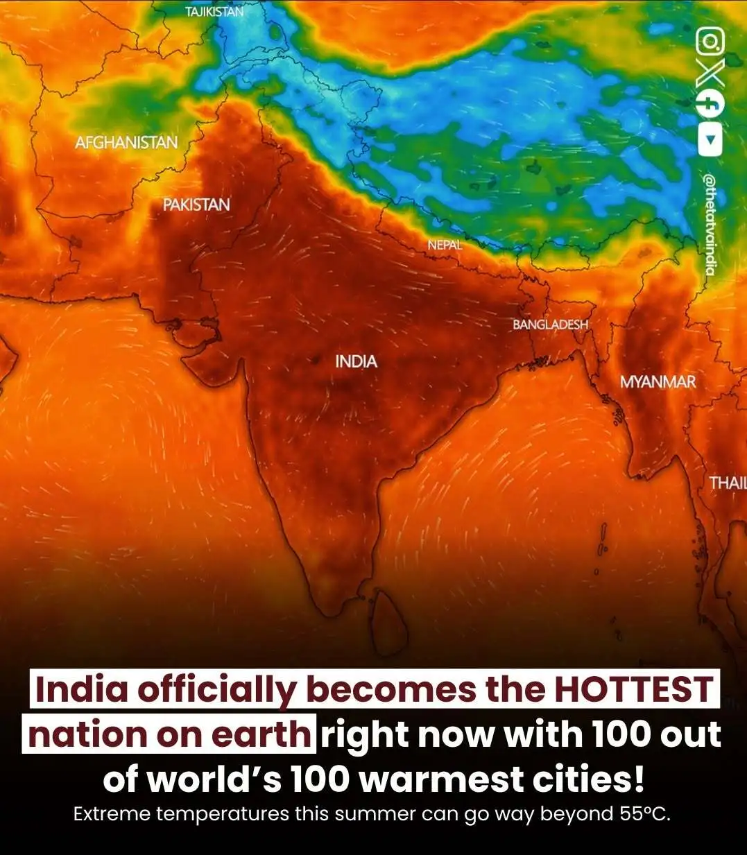 India Heat Map 50 Degrees Celsius